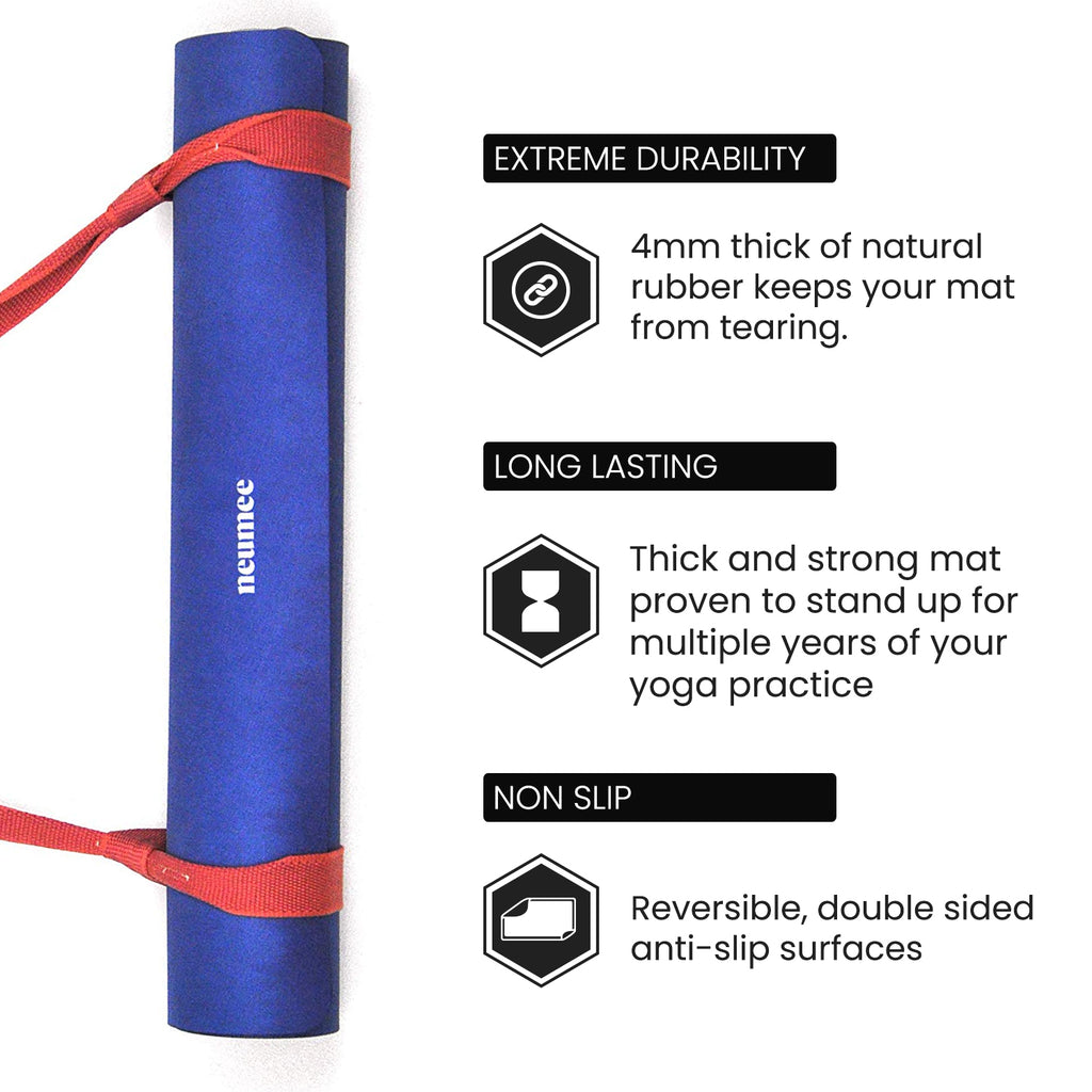 Premium Natural Rubber Suede/Microfiber Yoga Mat with Extra Straps for Workout, Fitness, Soft and Durable, Yoga Mat for Woman Man Yoga Pilates Gym Home