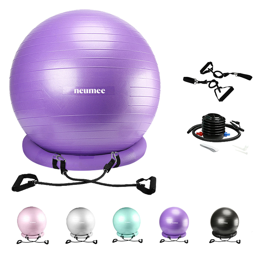 NEUMEE Exercise Ball Chair with Resistance Bands, Workout Ball for Fitness, Large Size 65 cm