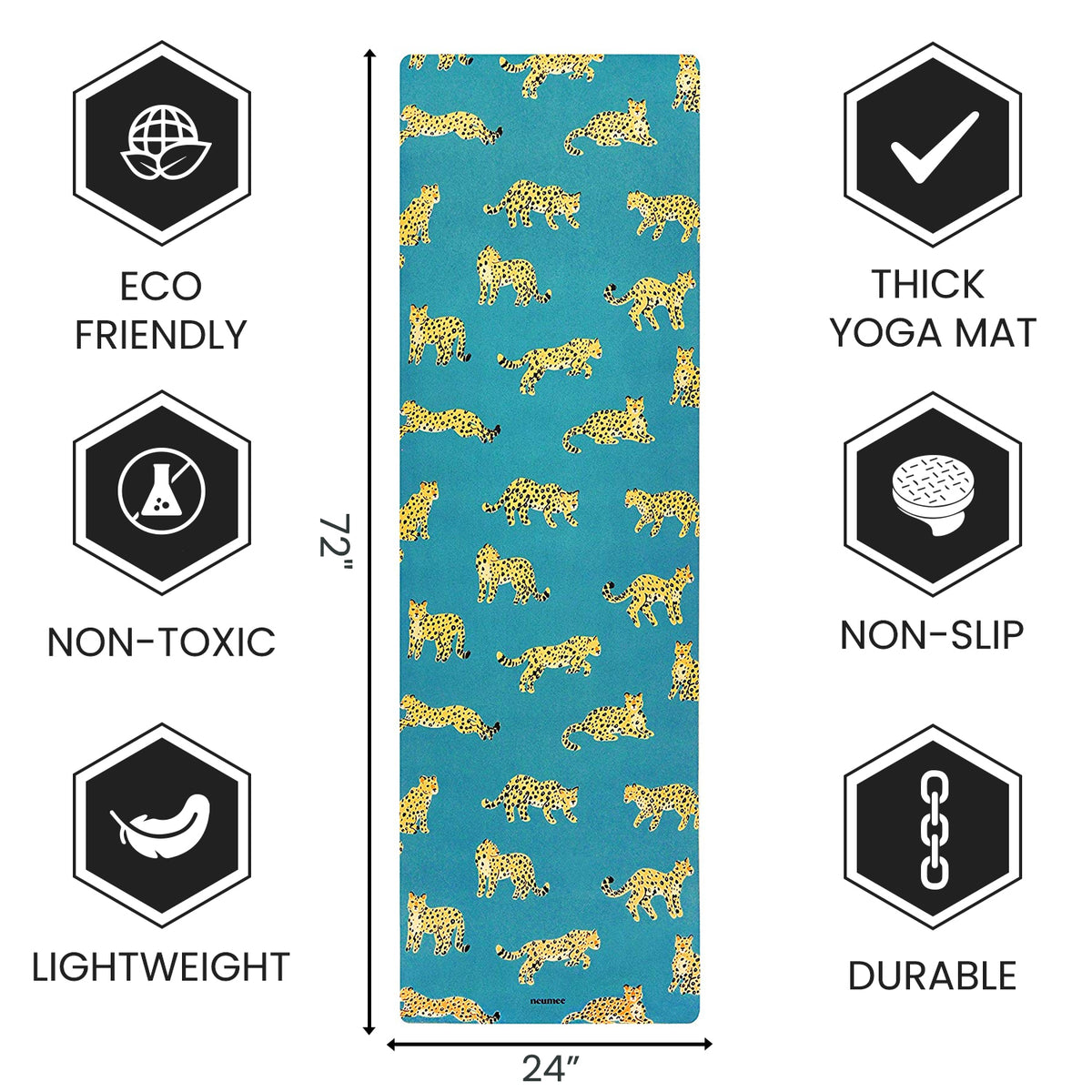 NEUMEE Exercise Yoga Mat with Carrying Strap for Women &Men, 1/8”(4mm)  Thickness, Designed in California for the New You