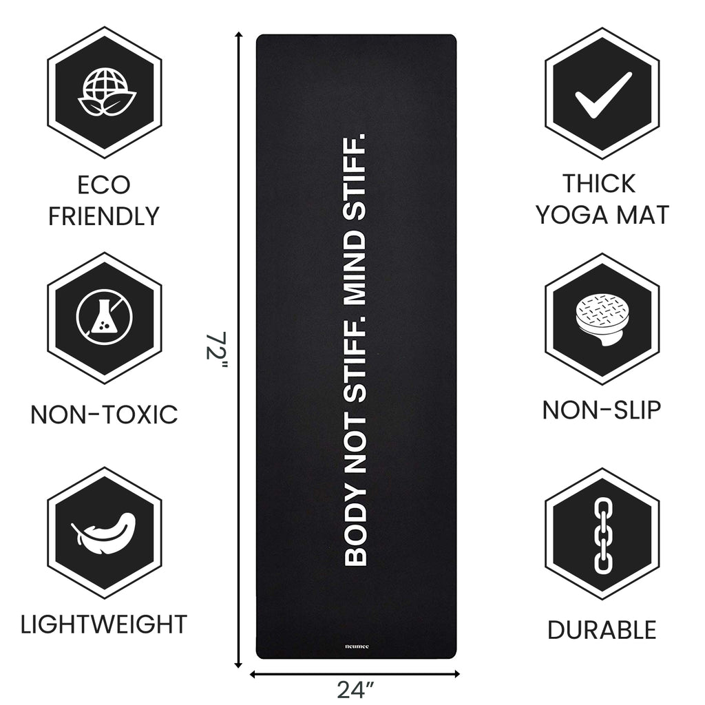 Black Yoga Mat - 1.5 mm Thick Fordable Mat With Free Strap