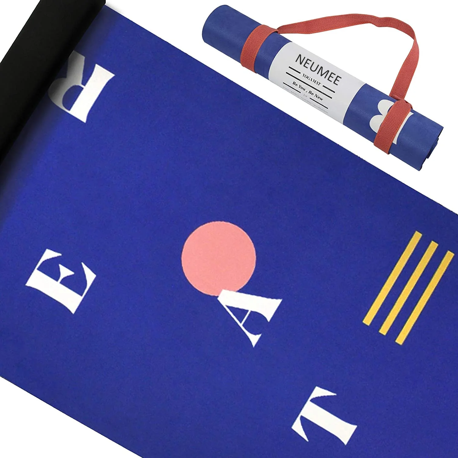 NEUMEE Exercise Yoga Mat with Carrying Strap for Women Men Rubber