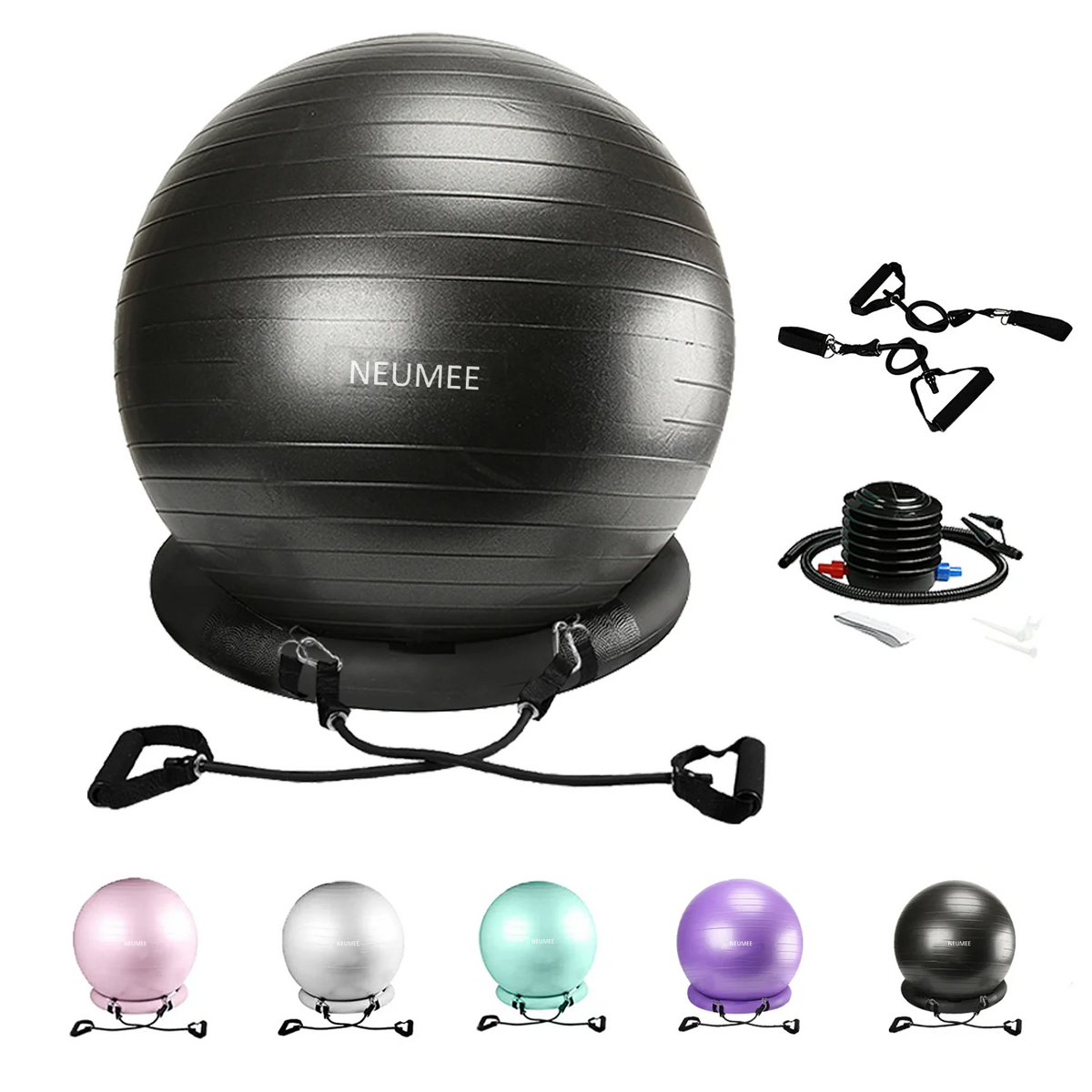 Fitness Yoga Ball for Flat Stomach with Resistance Bands, Large Size ...