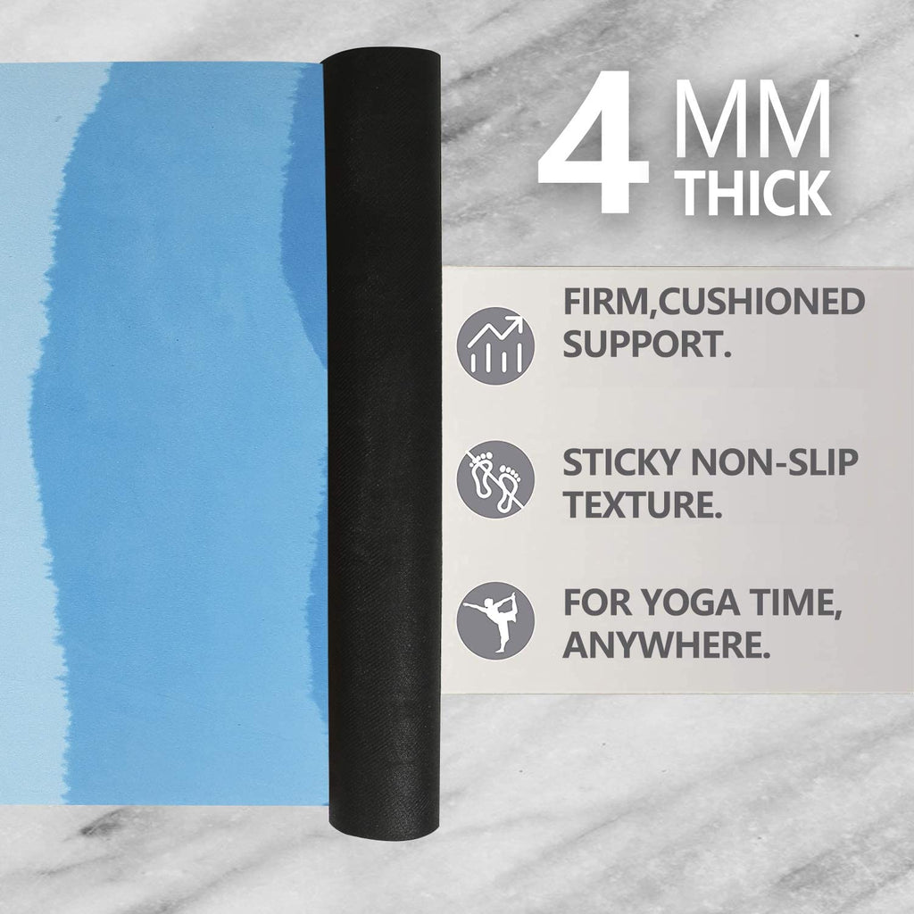 Premium Natural Rubber Suede/Microfiber Yoga Mat with Extra Straps for Workout, Fitness, Soft and Durable, Yoga Mat for Woman Man Yoga Pilates Gym Home
