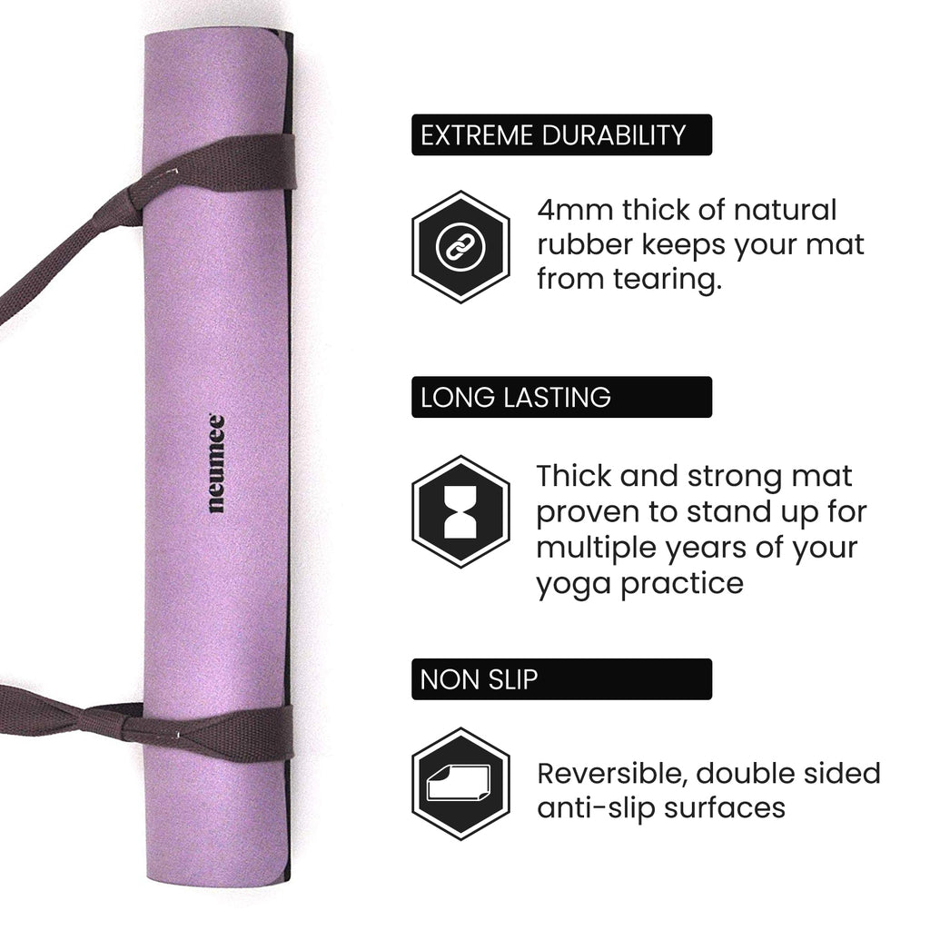 Premium Natural Rubber Suede/Microfiber Yoga Mat with Extra Straps