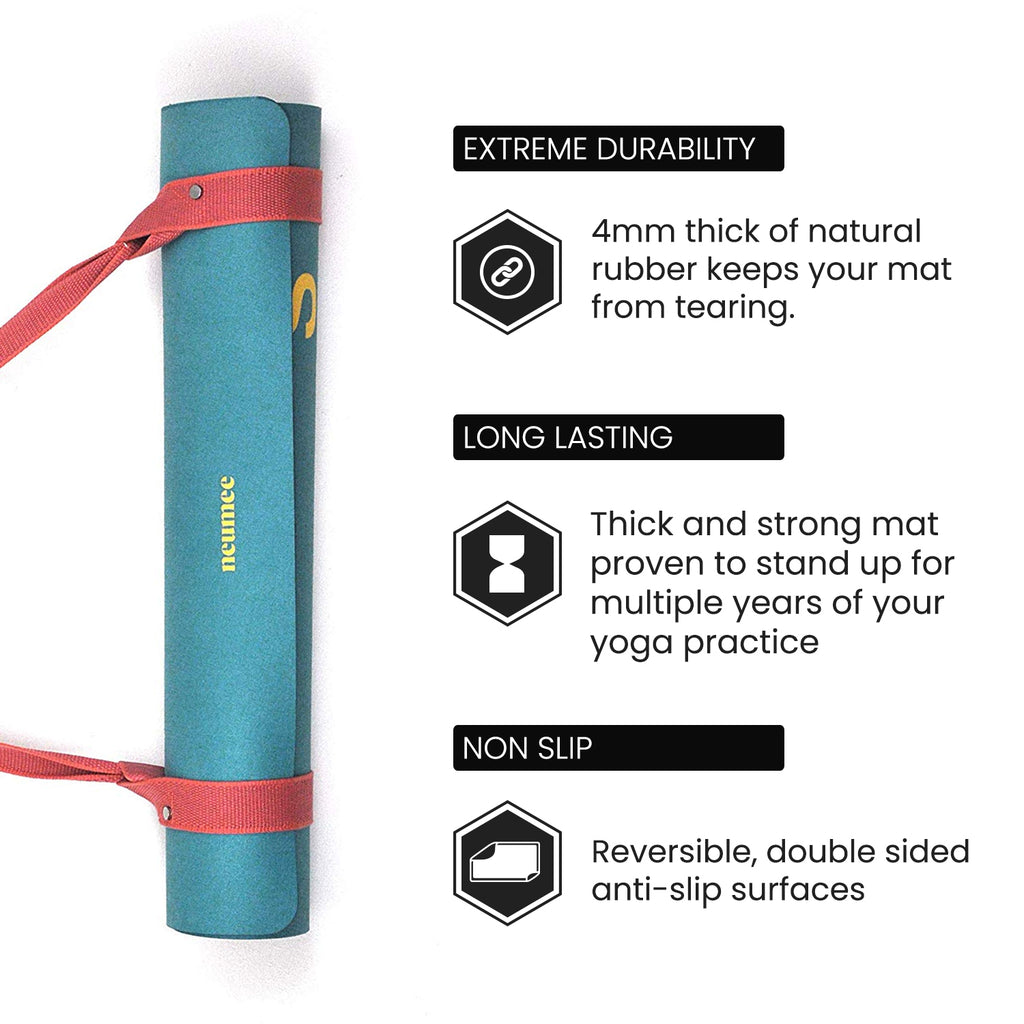NEUMEE Travel Yoga Mat Premium Natural Rubber Suede/Microfiber with Extra Straps for Workout, Fitness, Soft and Durable  for Woman Man Yoga Pilates Gym Home