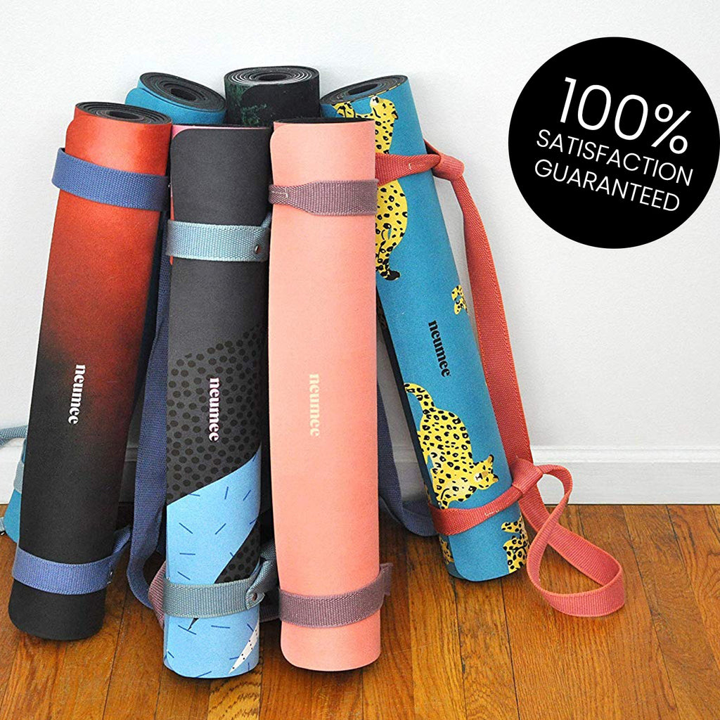 Travel Black Yoga Mat Foldable Non-Slip - 1.5 mm Thick with Free Strap