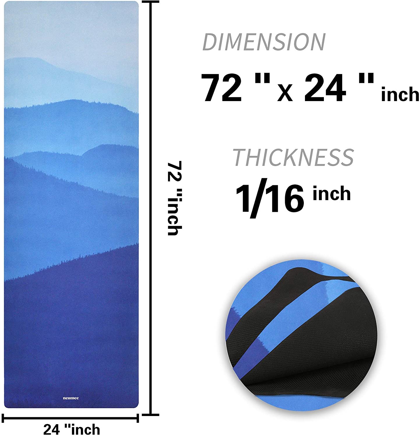 Non Slippery Yoga Mat with carrying Strap 1.5 mm Thick Fordable